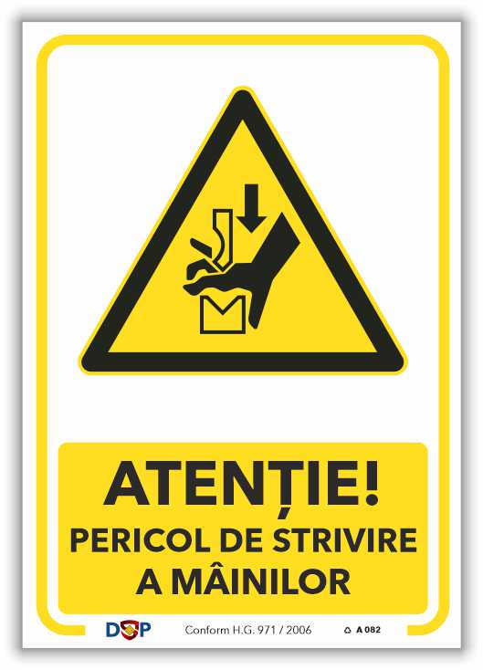A082 ATENTIE PERICOL DE STRIVIRE A MAINILOR