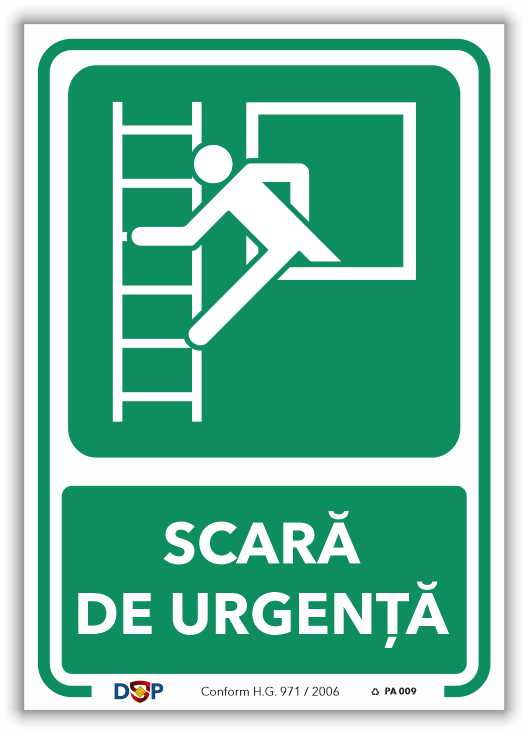 Indicator SCARĂ BRANCARDĂ DE URGENȚĂ PA