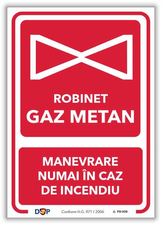 PSI020 ROBINET GAZ METAN MANEVRARE NUMAI IN CAZ DE INCENDIU